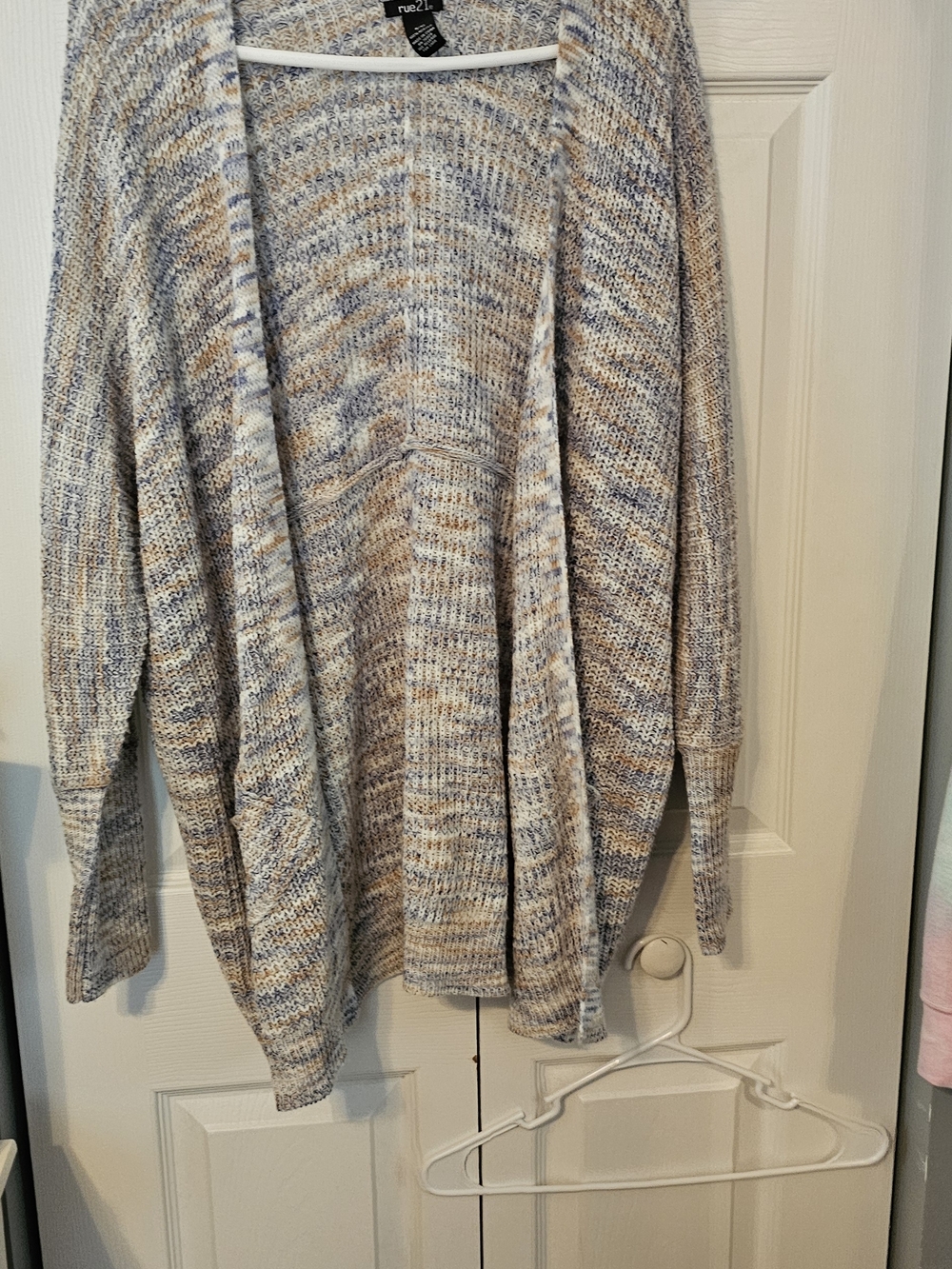 Rue21 Cream, Blue and Tan Marled Open-Front Women's Cardigan
